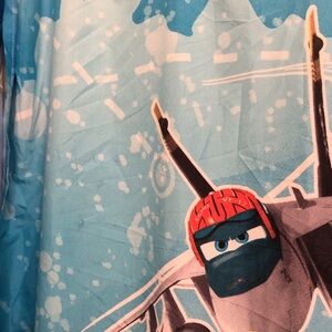 Blue Kids Plane Graphic Sheet - Red Helmet Accent